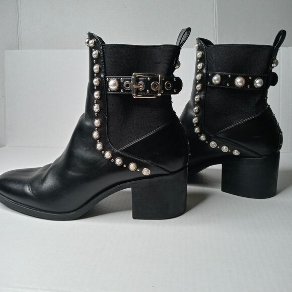 Zara black studded ankle boots size 41 - Picture 4 of 16